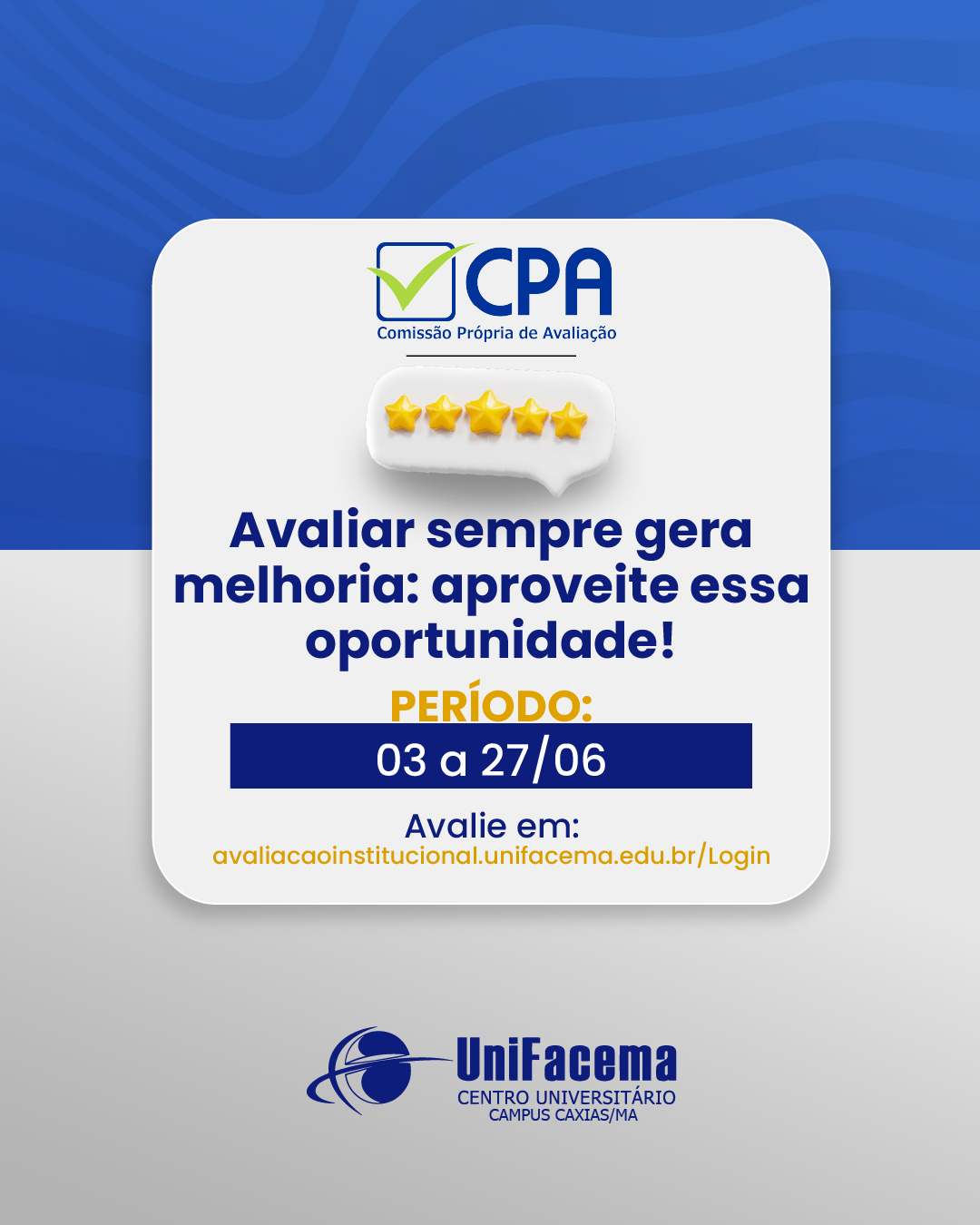 Formulário para Avaliação Institucional já está disponível no Portal do Aluno