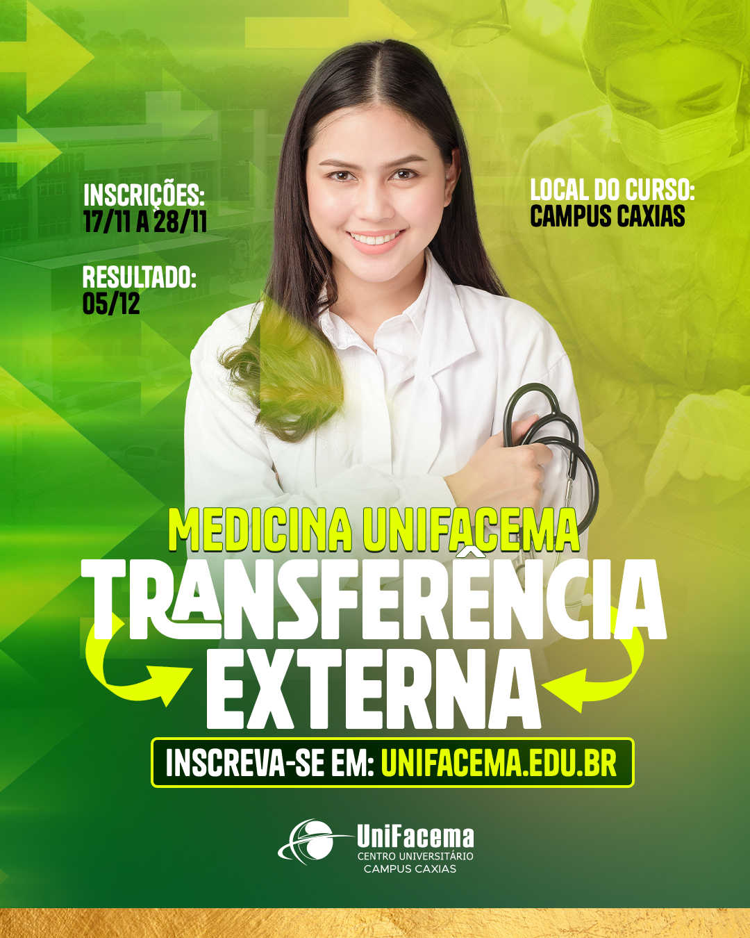 UniFacema divulga edital de transferência externa para o curso de Medicina com ingresso em 2026.1